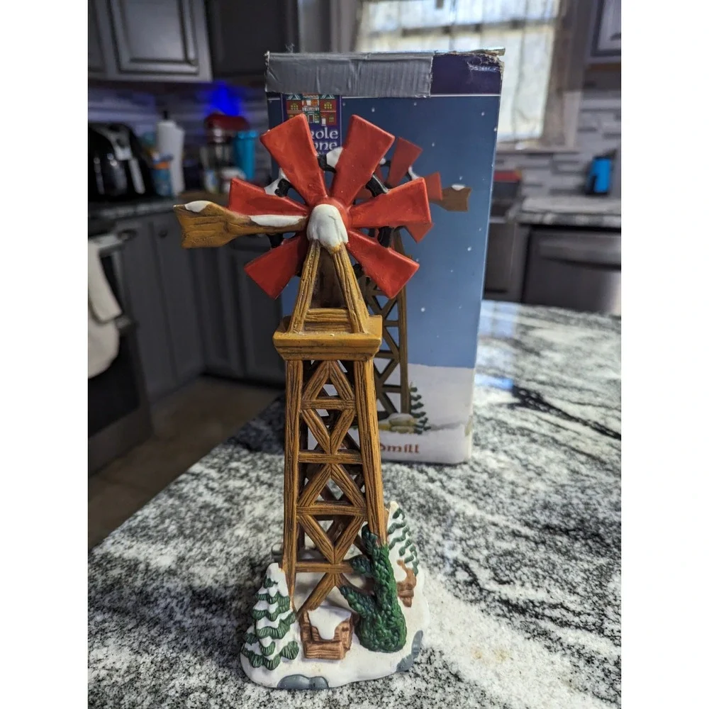 2004 Lemax Carole Towne Collection Christmas Village Windmill With Box